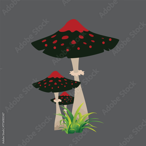 Vector Colorful Flat Fly Agaric Illustration