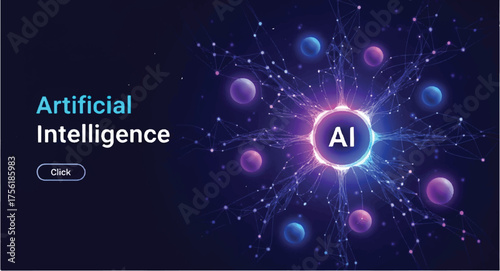 Futuristic digital brain made of curve line with AI letters. Concept of artificial intelligence, neural networks, and advanced technology. Vector illustration