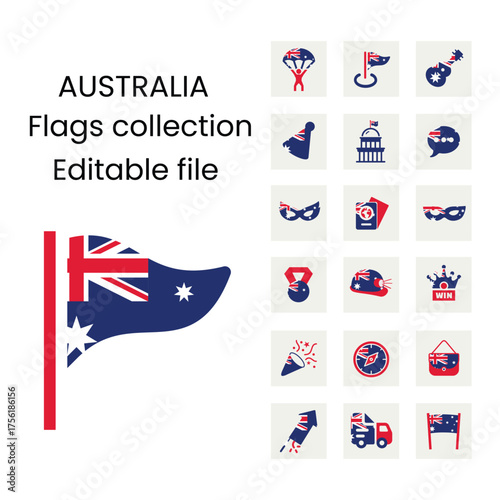 Australia Flag Icons In Different Styles