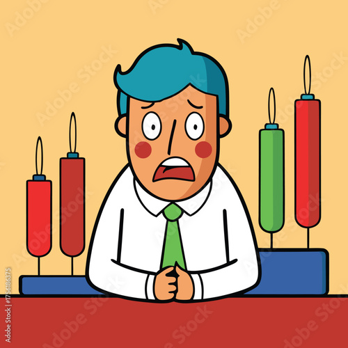 Nervous Trader Sweating Over Volatile Market