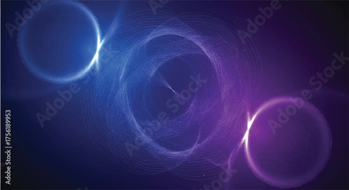 Abstract Futuristic Energy Flow Background: Glowing Particle Spheres, Quantum Connection