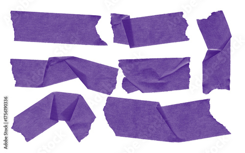 Purple adhesive tape set isolated on a transparent background