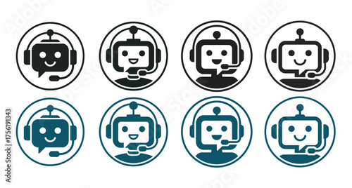 Set of Chatbot Icons for Virtual Assistant and Customer Service, vector illustration