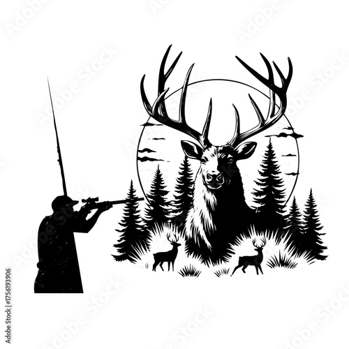 deer hunter in the forest