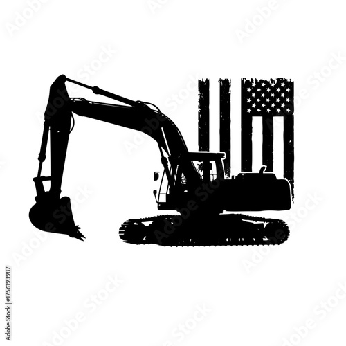 excavator on white background