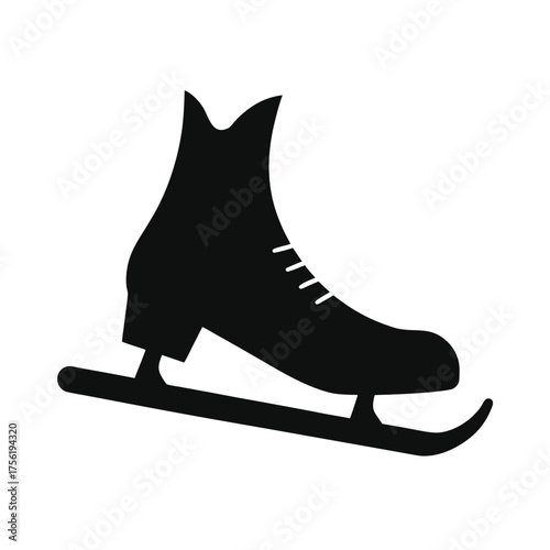 Minimal ice skate silhouette winter sport icon elegant clean cold season activity vector with white background