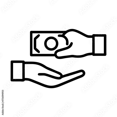 Icon depicting a hand giving money to another hand