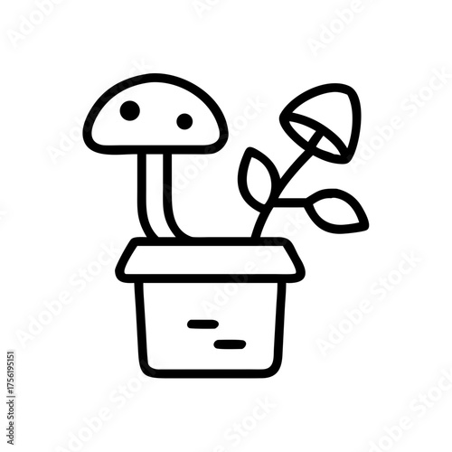 Mushroom plant in a pot with unique design