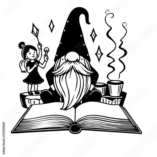 magic book with magic wand