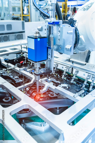 robot drill machine tool at automatic industrial manufacture factory