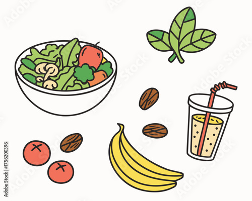 Illustration of healthy food, promoting wellness