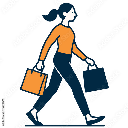 Woman Walking with Two Shopping Bags – Lifestyle Vector