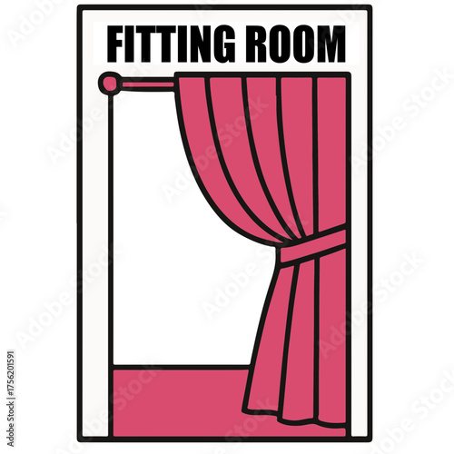  Fitting Room Curtain Slightly Open Fashion Vector