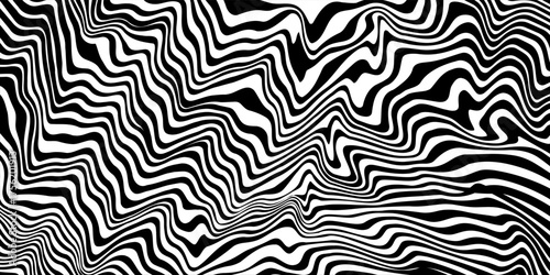 Abstract background parallel black lines on noise surface in perspective. Vector illustration. Illusion lines concept on white.