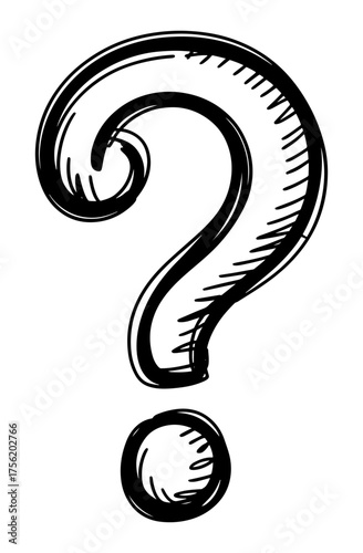 Large bold question mark symbol representing inquiry uncertainty and problem solving concept