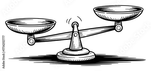 Traditional balance scale with two pans representing fairness justice and equilibrium concept