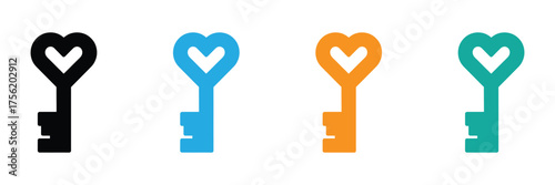 Unlock the possibilities with these heart shaped keys, ideal for conveying themes of love, security, and access. Perfect for Valentine's Day projects.