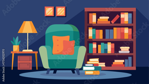 A cozy reading nook with shelves of books and a comfortable armchair sat in one corner of the commons.