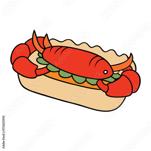 A lobster roll features tender chunks of lobster meat tossed in light mayo or butter, tucked into a soft toasted bun, capturing the fresh, savory taste of the sea.
