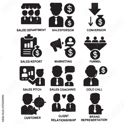 Sales team icon set vector