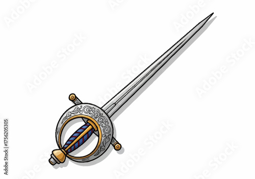 Elegant rapier sword with ornate hilt and sharp blade.