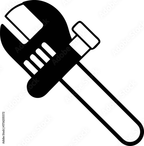 Monochrome Adjustable Wrench Icon Black and White Illustration of a Hand Tool, Perfect for Construction and Repair Projects