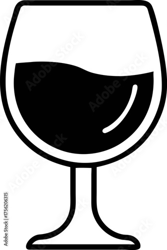 Wine glass icon simple black and white outline vector illustration. Beverage symbol for winery, bar menu or alcohol drink design