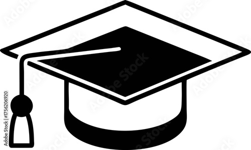 Vector illustration of a classic graduation cap, representing academic achievement, educational success, and the culmination of scholarly studies