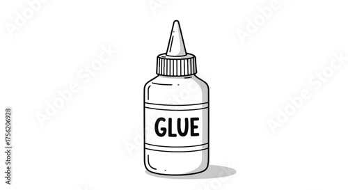 Hand drawn illustration of a glue bottle