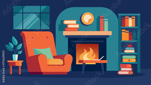 A cozy carrel with a fireplace and a plush armchair for a cozy study experience.