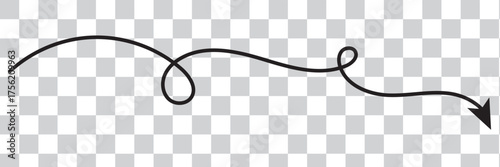 Round curl long arrow. Thin arrow curled symbol icon. Arrow swish sign.