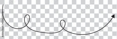Round curl long arrow. Thin arrow curled symbol icon. Arrow swish sign.