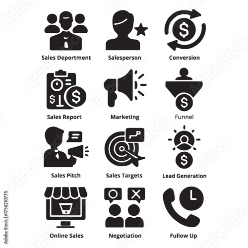 Sales team icon set vector