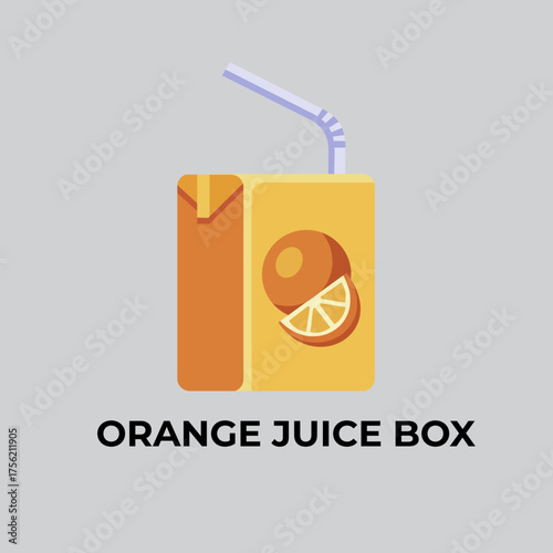 Orange juice box flat icon. S...