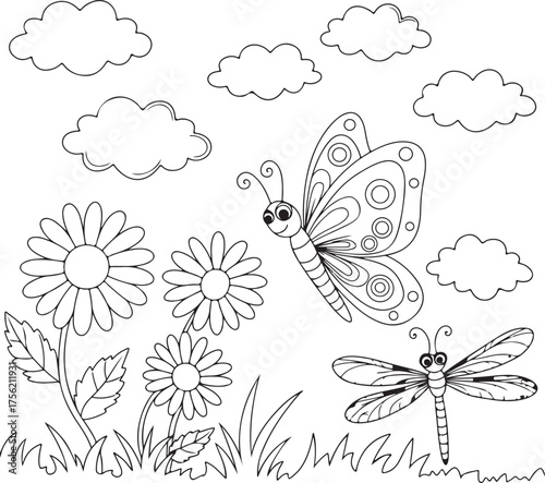 Cute dinosaur coloring page for kids featuring a brachiosaurus and palm tree