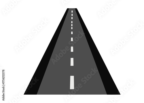 Road stretching into the distance with white lane markings providing perspective and direction for future travel and journeys