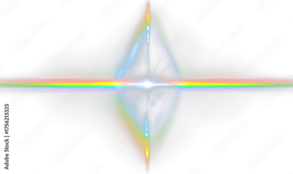 Fototapeta premium Light Diffraction with Rainbow Spectrum Overlay Effect Isolate on Transparent Background, cutout, png