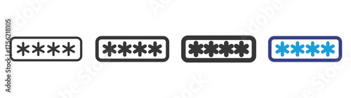 Pin Password Icon Set Illustration with Outline Style Variation 