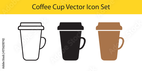 Coffee cup vector icon set hot drinks caffeine beverages design