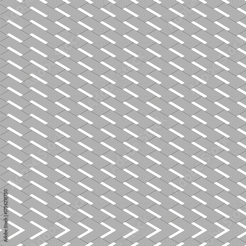 Abstract black and white geometric pattern with repeating zigzag lines