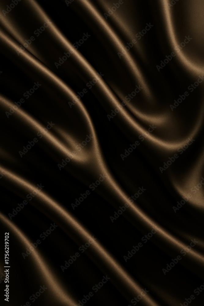 Fototapeta premium Lustrous brown fabric cascades in gentle folds, catching light and shadow.