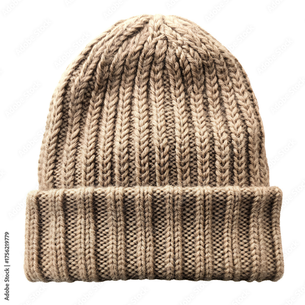 Fototapeta premium Beanie hat knit wool isolated on transparent background winter casual fashion accessory