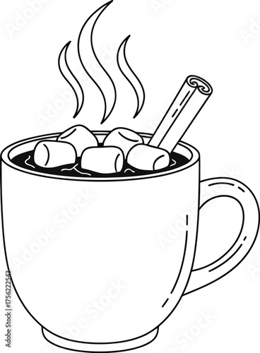 Hot chocolate cocoa marshmallows cinnamon drink beverage winter cozy warm