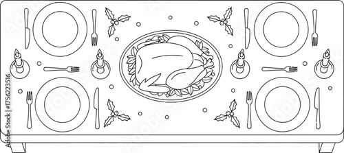 Thanksgiving dinner table setting turkey holiday celebration family feast food