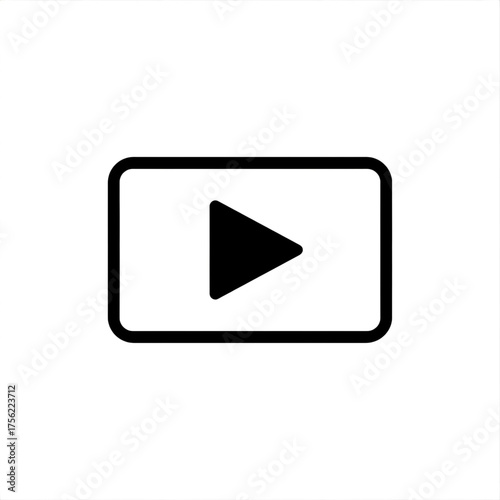 Free Download A simple black and white play button icon centered in a rounded rectangle shape - GFXLoad
