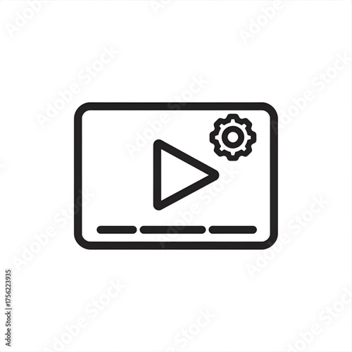 Video player with settings gear icon and playback progress bar in outline style