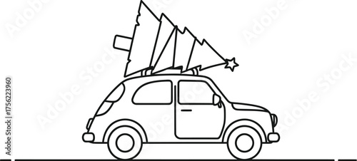 Christmas car tree holiday winter snow season celebration december festive joy