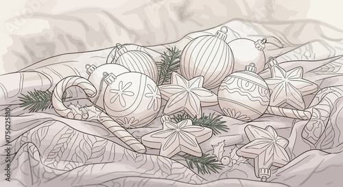 Christmas ornaments stars candy cane holiday winter festive celebration joy