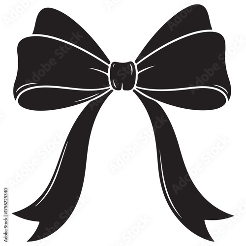 Elegant Black Ribbon Bow Illustration