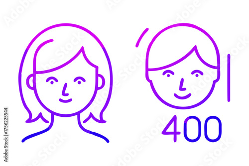 Women face vector, Various facial expression variation set for women in their 40s